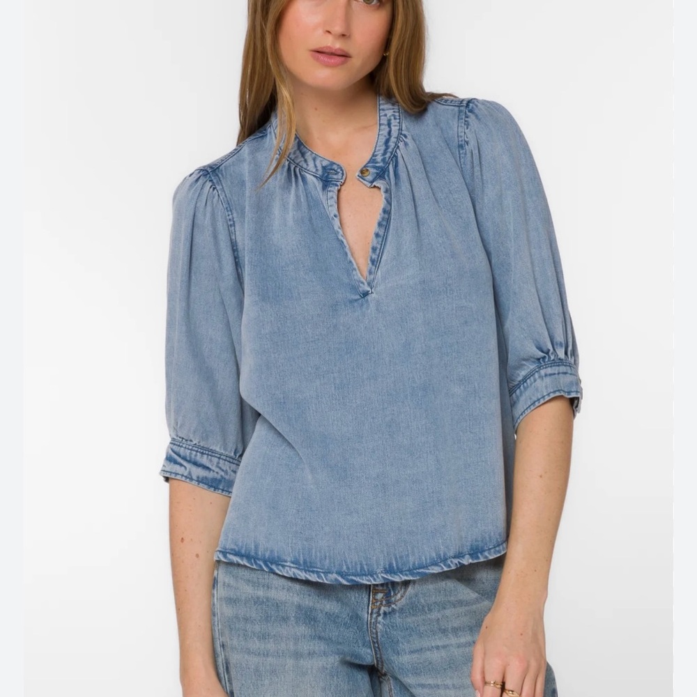 Women's Velvet Heart Denim Blouse Top